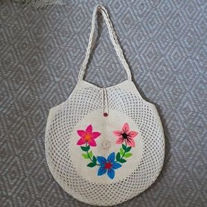 Large straw over shoulder purse